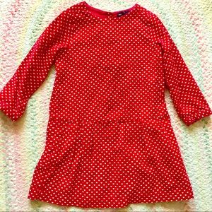 Red corduroy dress w/ white hearts